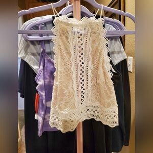 Windsor Cream Lace Halter Top NWT